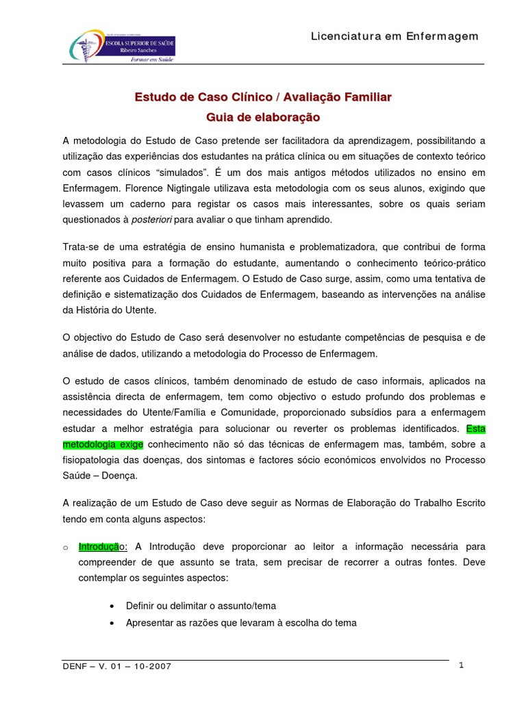 Guia Pr Tico Para Elaborar Um Estudo De Caso Em Enfermagem Enfermagem